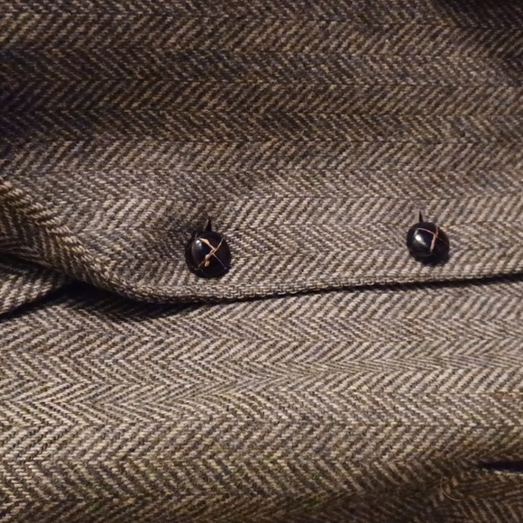 Men's Retro Wool Houndstooth Sports Jacket 44R Dark Gray - Picture 8 of 8